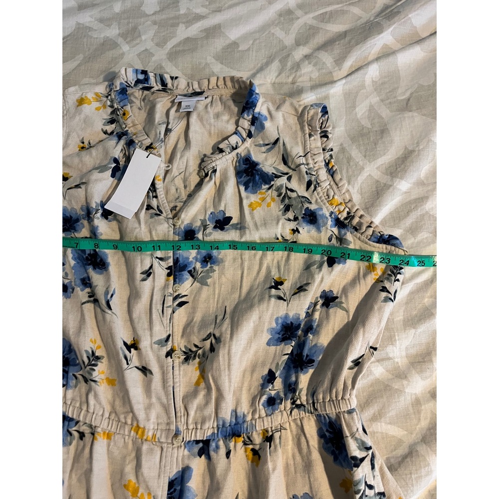 Liz Claiborne Floral Cotton Linen Midi Dress Blue Yellow XXL NWT - Picture 4 of 7